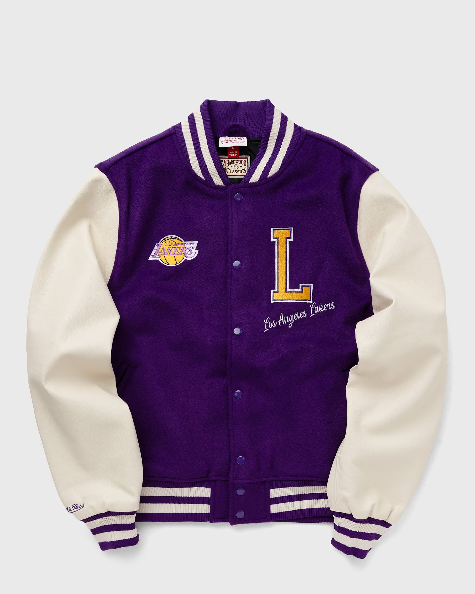 Mitchell & Ness NBA VARSITY JACKET LOS ANGELES LAKERS men College Jackets|Team Jackets purple|beige in Größe:L von Mitchell & Ness