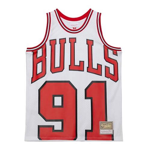 Mitchell & Ness NBA Waxxed Out Jersey Chicago Bulls 1997 Dennis Rodman (DE/NL/SE/PL, Alphanumerisch, L, Regular, Regular, Weiß) von Mitchell & Ness