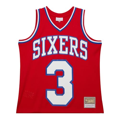 Mitchell & Ness NBA Waxxed Out Jersey Philadelphia 76ers 2002 Allen Iverson (DE/NL/SE/PL, Alphanumerisch, XL, Regular, Regular, Rot) von Mitchell & Ness