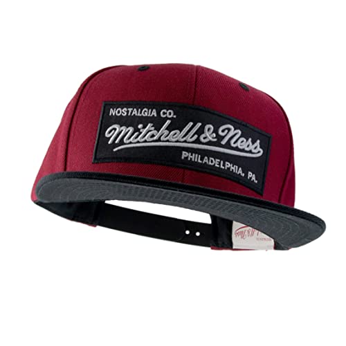 Mitchell & Ness 2 Tone Box Logo - Flat Visor Snapback, Burgundy-Black von Mitchell & Ness