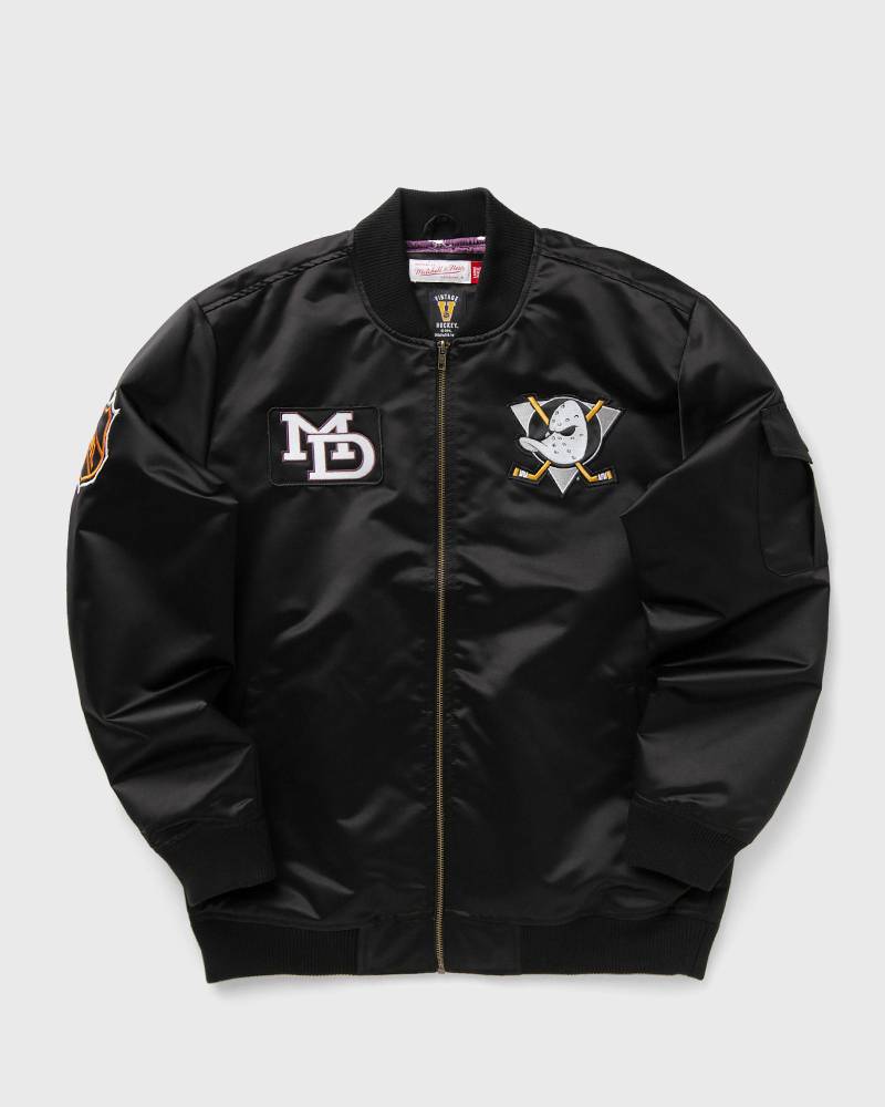 Mitchell & Ness NHL TEAM LEADER SATIN BOMBER VINTAGE LOGO ANAHEIM DUCKS men Bomber Jackets black in Größe:M von Mitchell & Ness