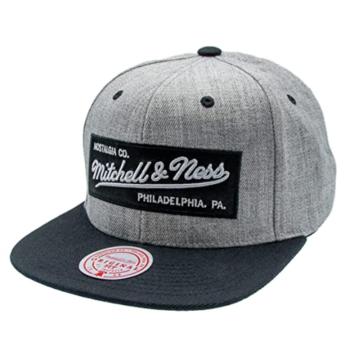 Mitchell & Ness 2 Tone Box Logo - Flat Visor Snapback, Grey-Black von Mitchell & Ness