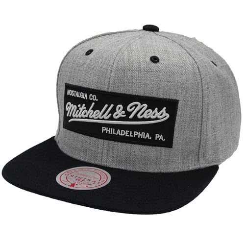Mitchell & Ness 2 Tone Box Logo - Flat Visor Snapback Basecap, Grey-Black von Mitchell & Ness