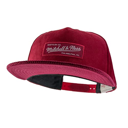 Mitchell & Ness Flat Visor Snapback - Netz - Own Brand Box Logo, Burgundy von Mitchell & Ness