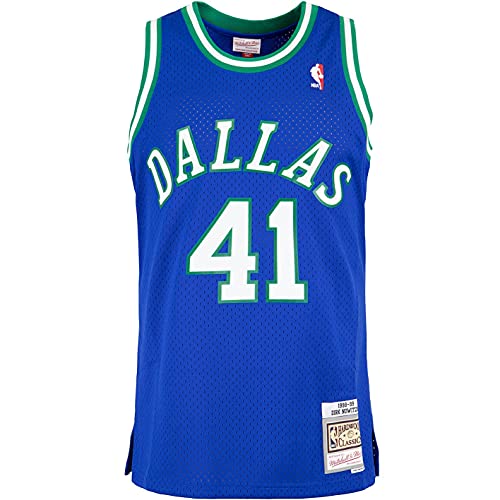 Mitchell & Ness Swingman Dirk Nowitzki Dallas Mavericks 98/99 Trikot (DE/NL/SE/PL, Alphanumerisch, L, Regular, Regular, Blue) von Mitchell & Ness