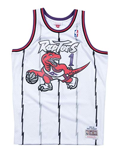 Mitchell & Ness Tracy McGrady Toronto Raptors Herren Weiß 1998-99 Swingman Trikot, Weiss/opulenter Garten, 3X-Groß von Mitchell & Ness