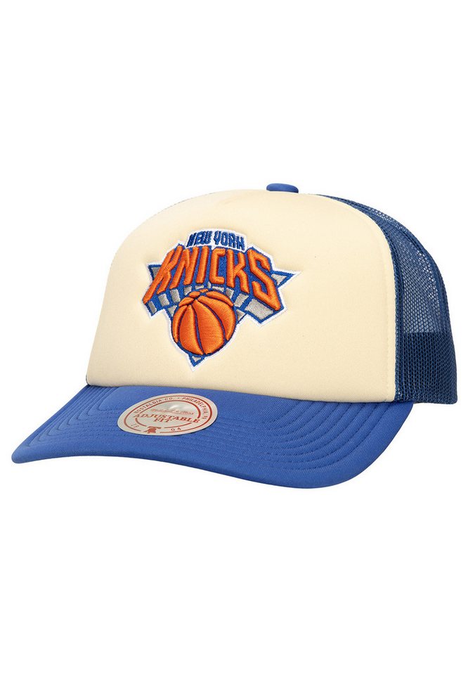 Mitchell & Ness Trucker Cap Mitchell & Ness Vintage Block Trucker Cap NY KNICKS Cream Beige Blau von Mitchell & Ness