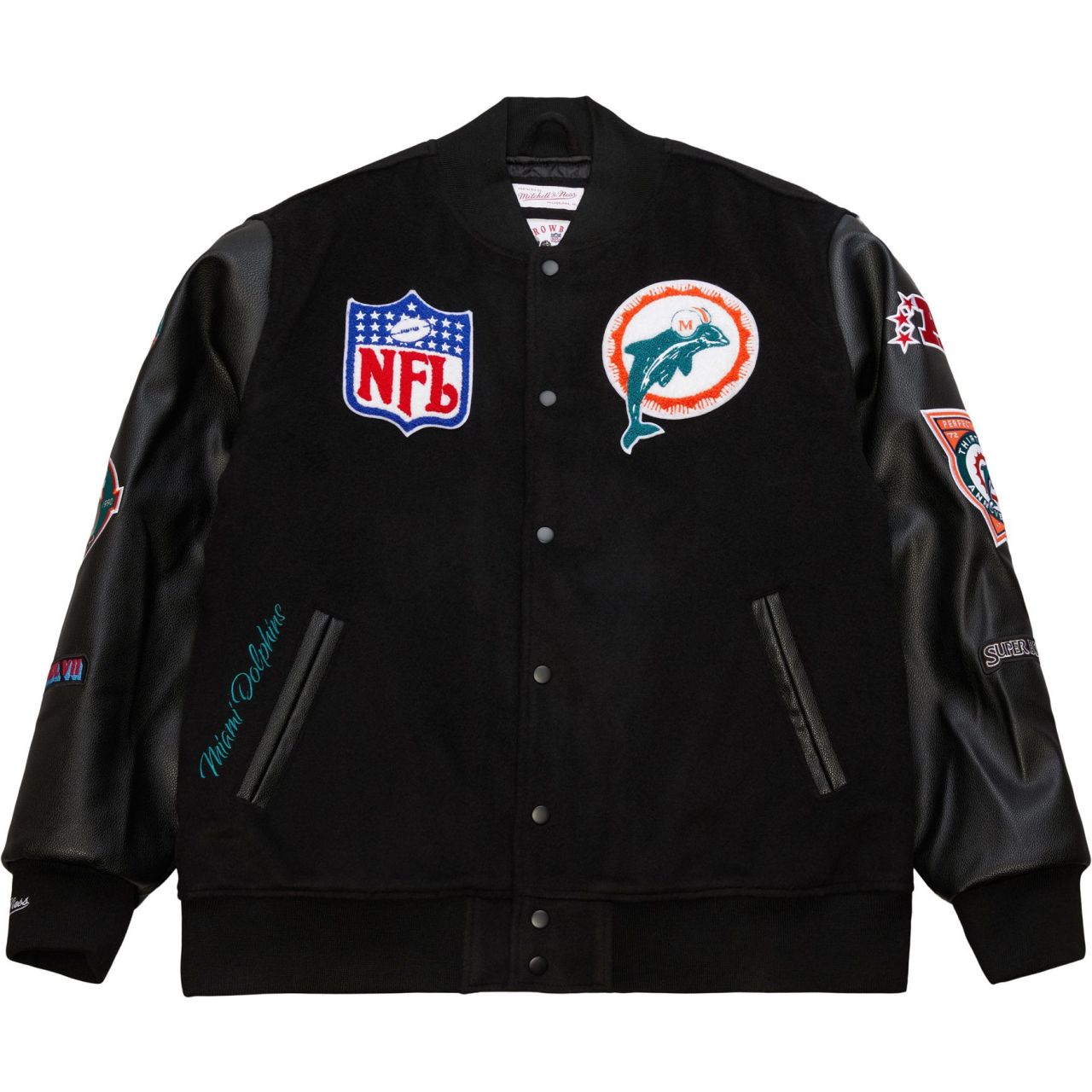 Mitchell & Ness Varsity Jacke BLACKOUT Miami Dolphins von Mitchell & Ness