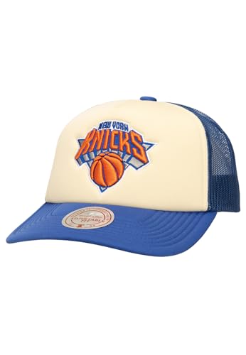 Mitchell & Ness Vintage Block Trucker Cap NY Knicks Cream Beige Blau, Size:OneSize von Mitchell & Ness