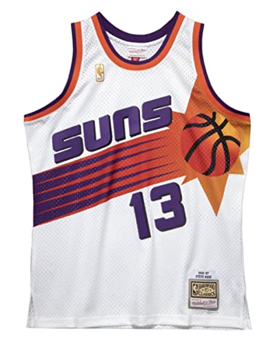 Phoenix Suns Steve Nash Herren 1996-97 Swingman Trikot, Weiss/opulenter Garten, 2X von Mitchell & Ness