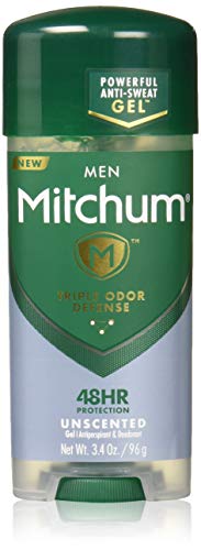 Mitchum Antiperspirant Deodorant Stick for Men, Triple Odor Defense Gel, 48 Hr Protection, Dermatologist Tested, Alcohol Free, Unscented, 3.4 oz, green von Mitchum