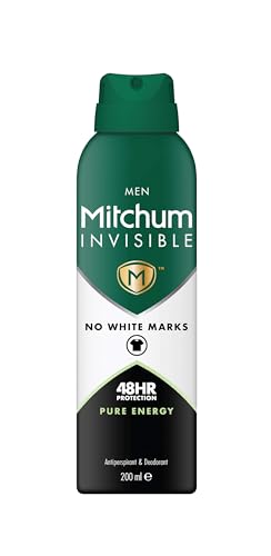 Mitchum Invisible Men 48HR Protection Aerosol Deodorant & Anti-Transpirant, keine weißen Flecken, alkoholfrei, reine Energie, 200 ml von Mitchum