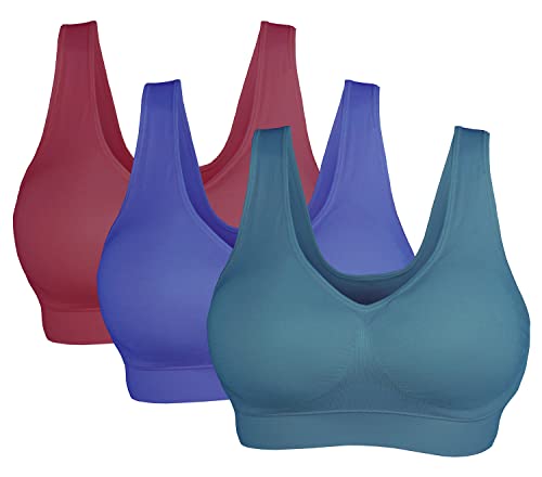Miteiche Sport-BHs für Damen, 3er-Pack, nahtlos, bequemer Sport-BH mit herausnehmbaren Pads, Mt-pb01-jbz, Large Miteiche Sport-BHs für Damen, 3er-Pack, nahtlos, bequemer Sport-BH mit herausnehmbaren Pads, Mt-pb01-jbz, Large von Miteiche