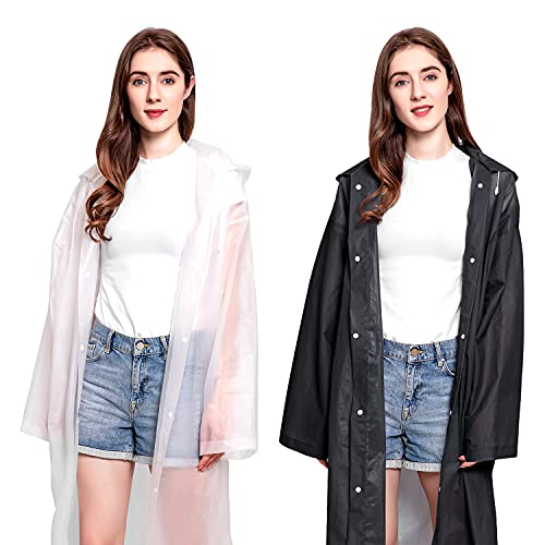 Mitening 2 Stück Regenponcho Herren Damen Wasserdicht, Regencape Festival Regenjacke Regenmantel Poncho Fahrrad Regenbekleidung Regenschutz Regen Zubehör für Radfahren Wandern Reisen Camping von Mitening