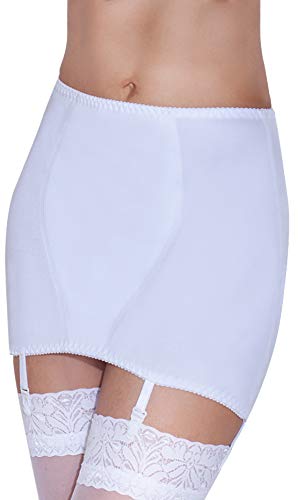 Bauchweg Unterwäsche Miedergürtel Damen mit Bauch-Weg-Effekt Strapsgürtel Strumpfhalter Shapewear Stark Formend Hüftgürtel mit Strapse (108, Weiß) von Mitex