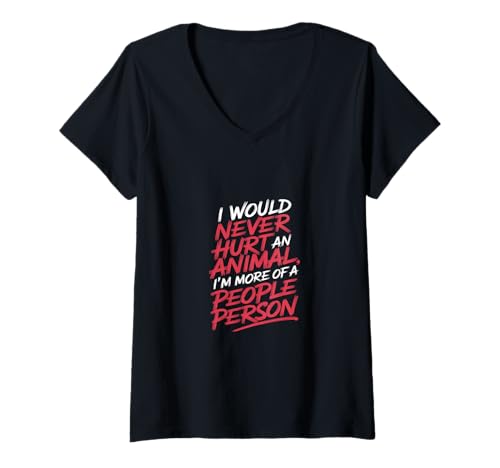 Damen More of a People Person Wouldn't Hurt Animals - T-Shirt mit V-Ausschnitt Damen More of a People Person Wouldn't Hurt Animals - T-Shirt mit V-Ausschnitt von Mitfühlende Tierfans