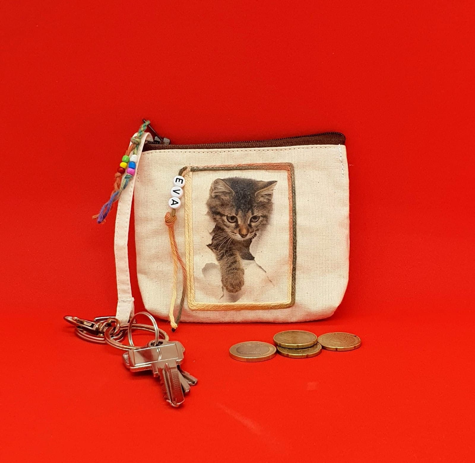 Personalisierte Schlüsseltasche, Personalisierter Schlüsselanhänger, Geldbörse, Münztäschchen, Katzenliebhaber, Weihnachtsgeschenke von MithraaDesign