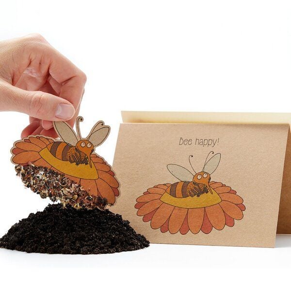 Mitienda Shop Saatsteckerkarte - "Bee happy" Mitienda Shop Saatsteckerkarte - "Bee happy" von Mitienda Shop