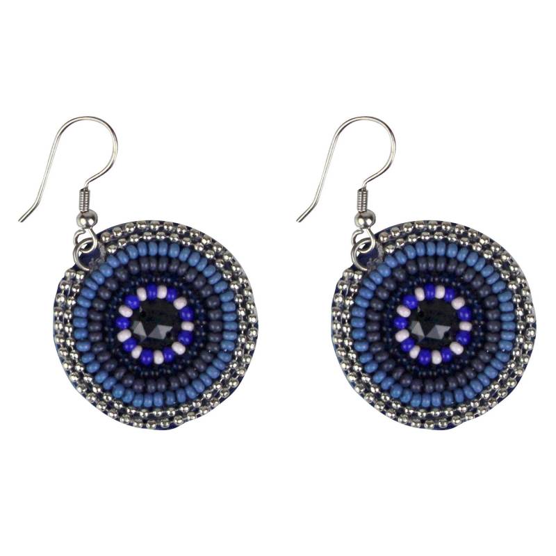 Ohrringe Aus Glasperlen 3x3cm Blau, Handgemacht, Perlenohrringe, Schmuck von MitiendaLaden