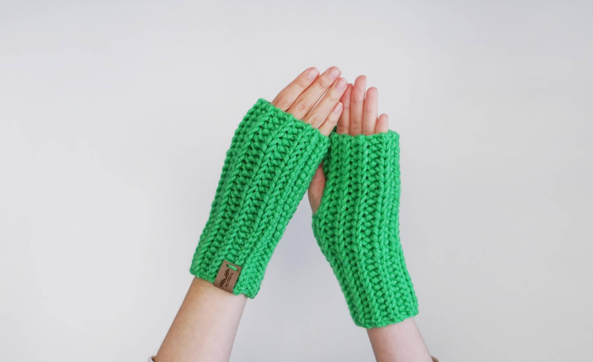 Hellgrüne Fingerlose Handschuhe Für Damen | Dicke Wolle Winter Gehäkelte von Mitreva