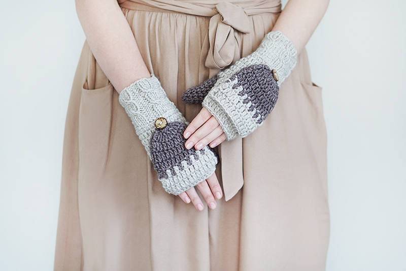 Wandelbare Handschuhe in Beige Und Braun - Flip Top Dicke Strickhandschuhe Winter Accessoires Herbst von Mitreva