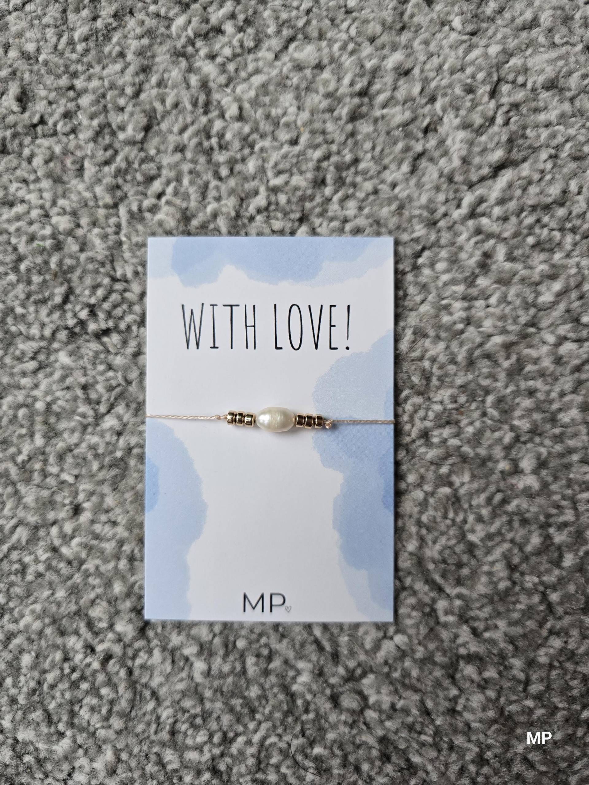 Perlen-Makramee-Armband Goldperlen, Verstellbarer Geknoteter Verschluss von MittePrestige