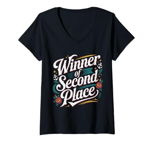 Damen Winner of Second Place Scherz verlieren |- T-Shirt mit V-Ausschnitt Damen Winner of Second Place Scherz verlieren |- T-Shirt mit V-Ausschnitt von Mittelwerte Momente