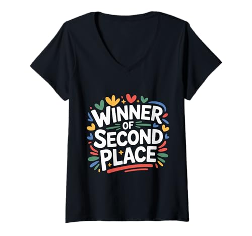Damen Winner of Second Place Scherz verlieren ||- T-Shirt mit V-Ausschnitt Damen Winner of Second Place Scherz verlieren ||- T-Shirt mit V-Ausschnitt von Mittelwerte Momente