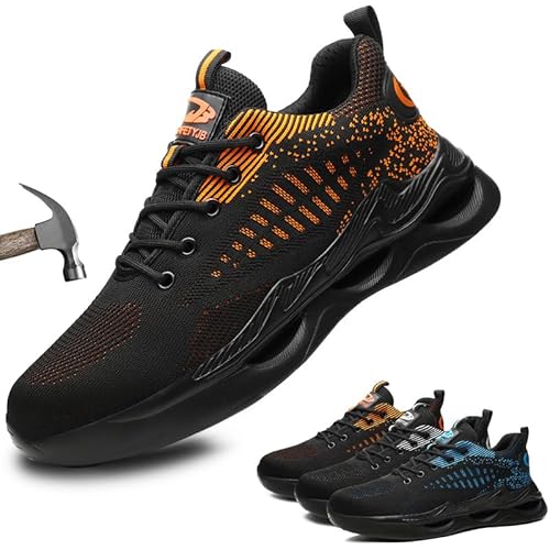 Mitudidi Stahlkappenschuhe Herren Damen Leichte Safety Shoes for Men Herren Damen Sportliche rutschfest Atmungsaktiv mit Safety Shoes Sneaker Schutzschuhe 38 EU von Mitudidi