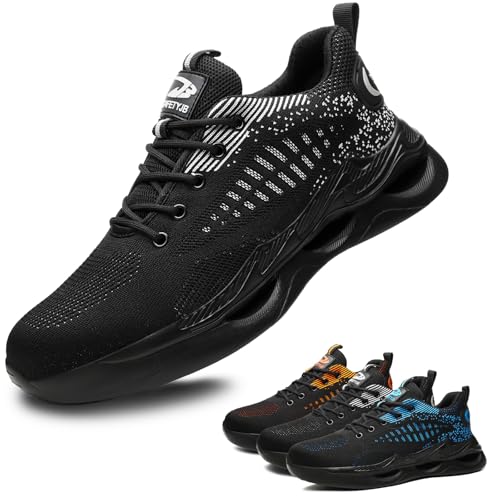Mitudidi Sicherheitsschuhe Herren Safety Shoes Damen Herren Leicht Sneaker Anti-Smash Sportliche Sicherheitsschuhe Herren S1 rutschfest Atmungsaktiv Mode Arbeitsschutzschuhe 40 EU von Mitudidi
