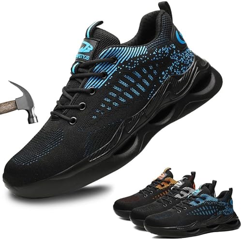 Mitudidi Arbeitsschuhe Herren Stahlkappenschuhe Herren Damen Leicht Sportlich Safety Shoes for Men rutschfest Atmungsaktiv Sneaker Stylisch Trekkingschuhe 41 EU von Mitudidi