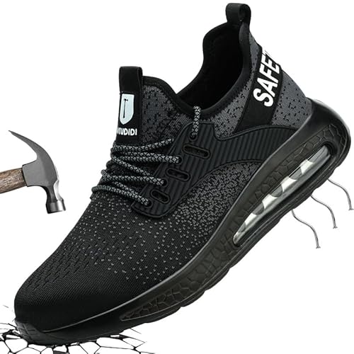 Safety Shoes for Men 41 Damen Sicherheitsschuhe Herren Schwarz Stahlkappenschuhe Herren Abriebfest Unisex Handwerkschuhe Sicherheitsschuhe Herren von Mitudidi