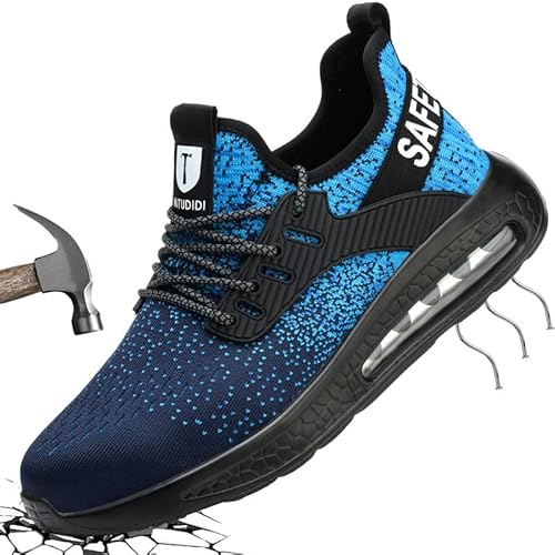 Mitudidi S1 Sicherheitsschuhe 38 EU Arbeitsschuhe Damen Anti-Smasha Blau Sportschuhe Steelhead Unisex Bauschuhe Berufsschuhe von Mitudidi