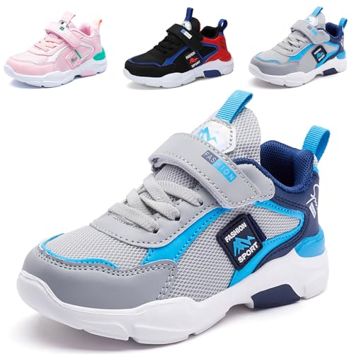 Mitudidi Turnschuhe Mädchen 31 Kinder Schuhe Für Mädchen Hallenschuhe Mädchen Bequem Freizeit Schuhe Kinder Unisex Grau Blau von Mitudidi