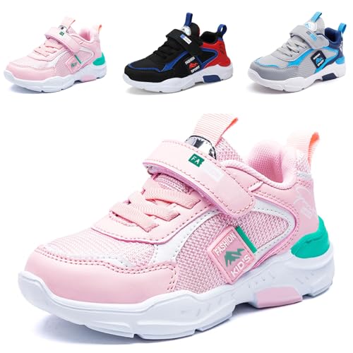 Mitudidi Turnschuhe Mädchen 31 Kinder Schuhe Für Mädchen Hallenschuhe Mädchen Klett Bequem Freizeit Schuhe Kinder Unisex Pink Rosa von Mitudidi
