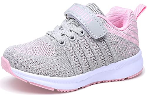 Schuhe 27 Mädchen Sportschuhe Kinder Turnschuhe Mädchen Sneaker Hallenschuhe Laufschuhe Mesh Fitness Sport Girl Indoor Outdoor Shoes Grau Rosa von Mitudidi