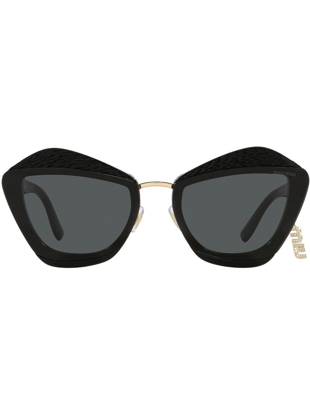 Miu Miu Eyewear Charms Sonnenbrille mit geometrischem Gestell - Schwarz von Miu Miu Eyewear