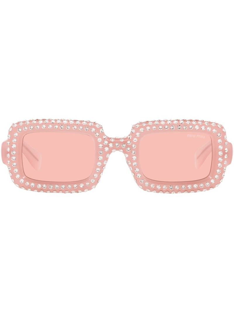 Miu Miu Eyewear Eckige Sonnenbrille mit Kristallen - Rosa von Miu Miu Eyewear