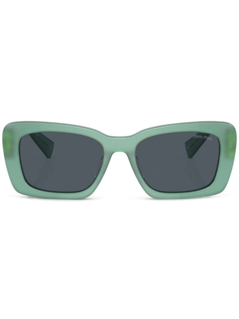 Miu Miu Eyewear Eckige Sonnenbrille mit Logo - Grün von Miu Miu Eyewear
