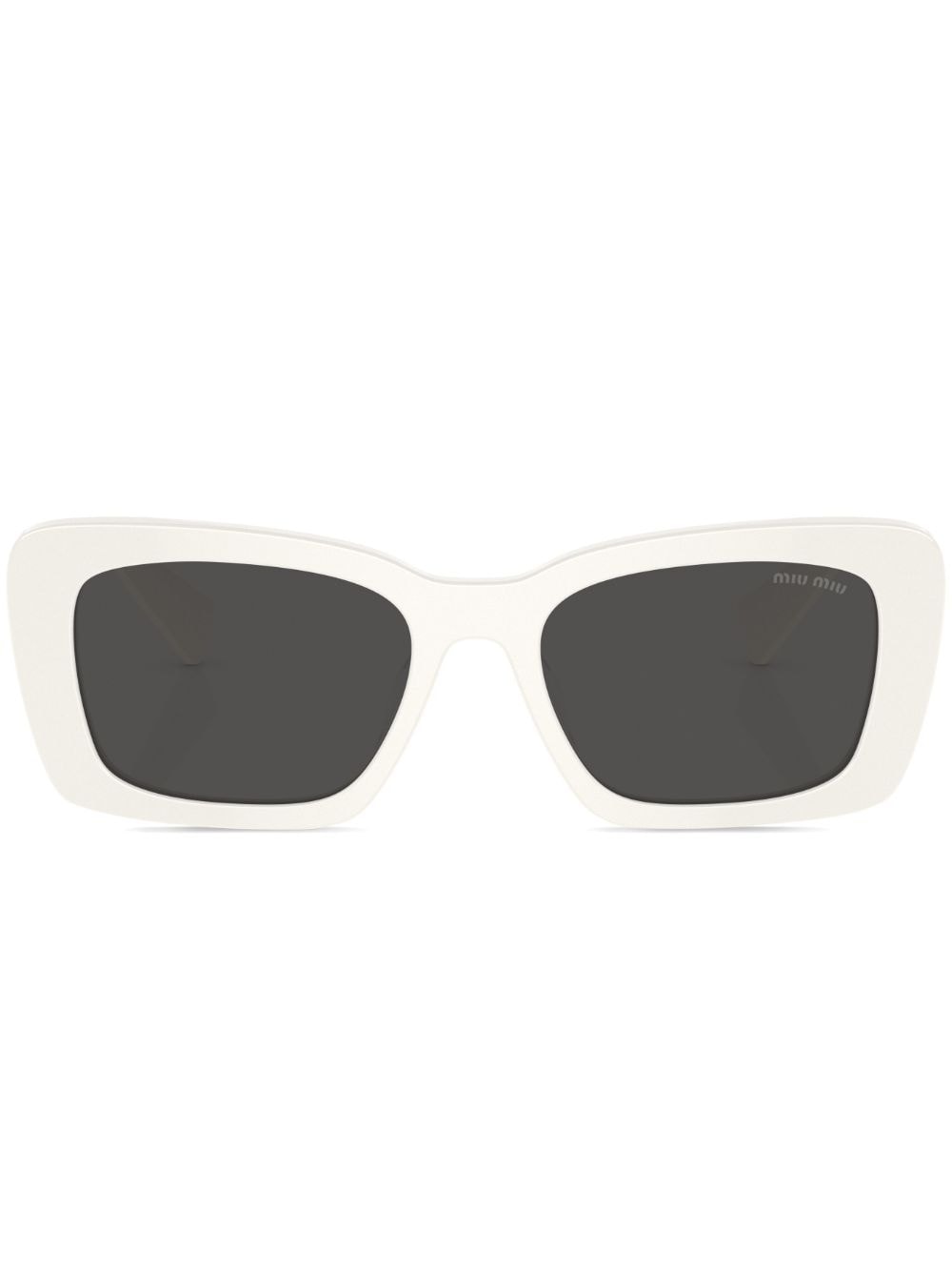 Miu Miu Eyewear Eckige Sonnenbrille mit Logo-Schild - Weiß von Miu Miu Eyewear