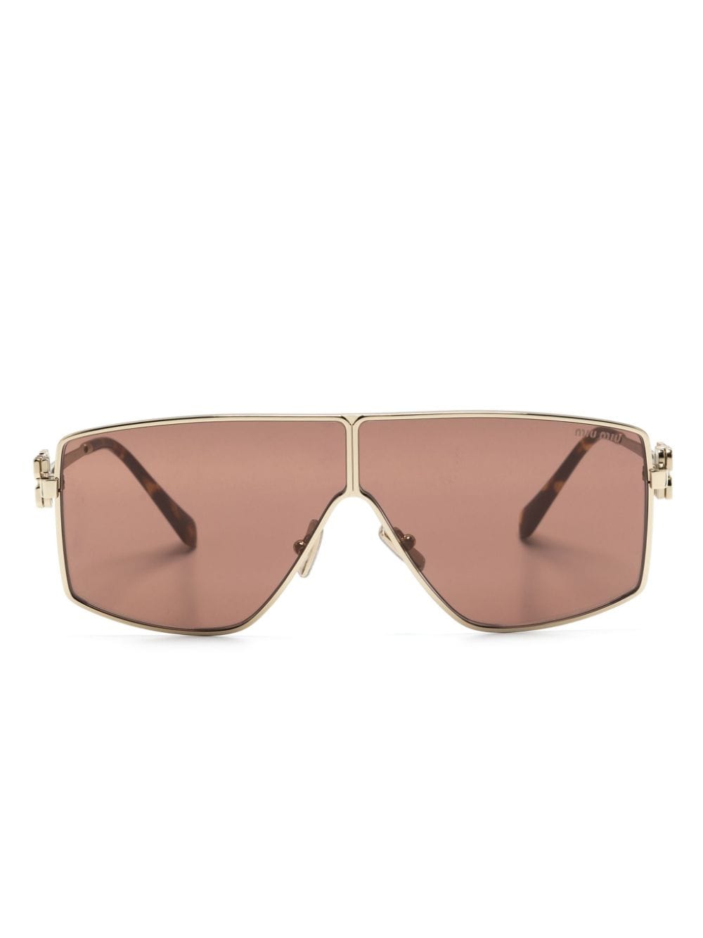 Miu Miu Eyewear Pilotenbrille mit Logo-Schild - Gold von Miu Miu Eyewear