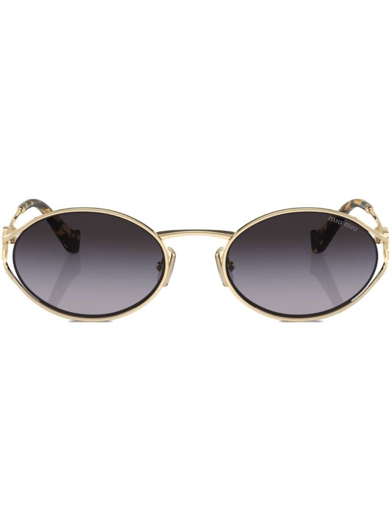 Miu Miu Eyewear Sonnenbrille mit ovalem Gestell - Gold von Miu Miu Eyewear
