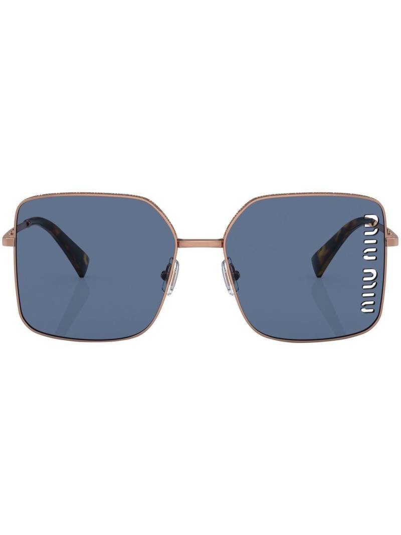 Miu Miu Eyewear Sonnenbrille mit perforiertem Logo - Gold von Miu Miu Eyewear