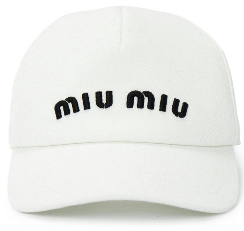 Miu Miu Baseball Cap Basebalkappe Kappe Mütze Logo Cap Logostickerei auf der Vorderseite - Hergestellt in Italien von Miu Miu