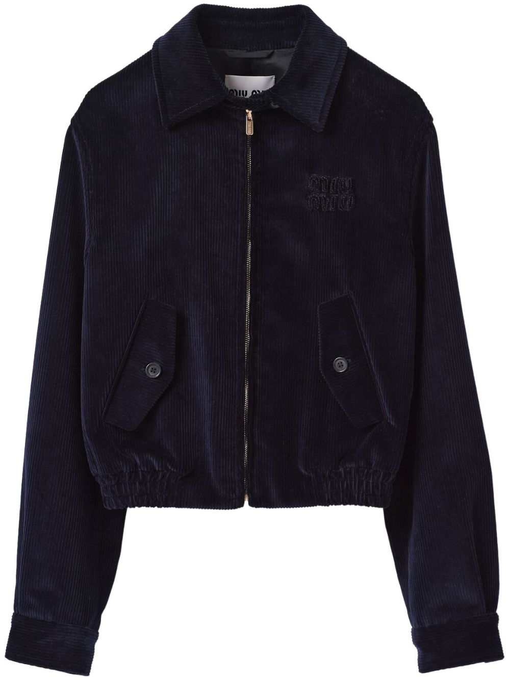 Miu Miu Bomberjacke mit Logo-Patch - Blau von Miu Miu