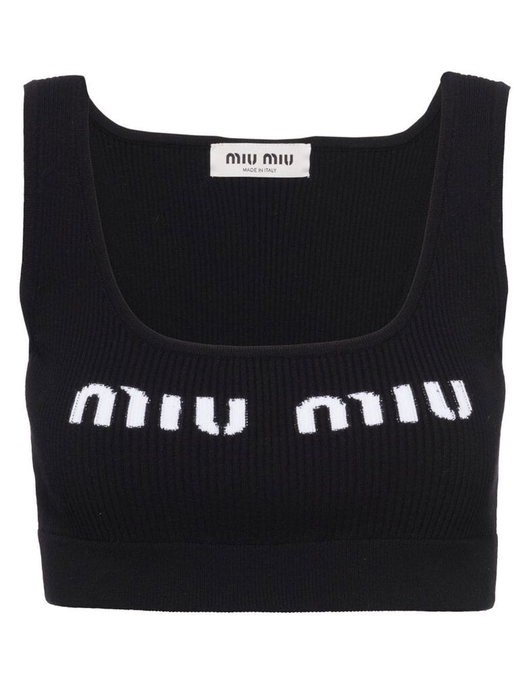 Miu Miu Cropped-Top mit Logo - Schwarz von Miu Miu