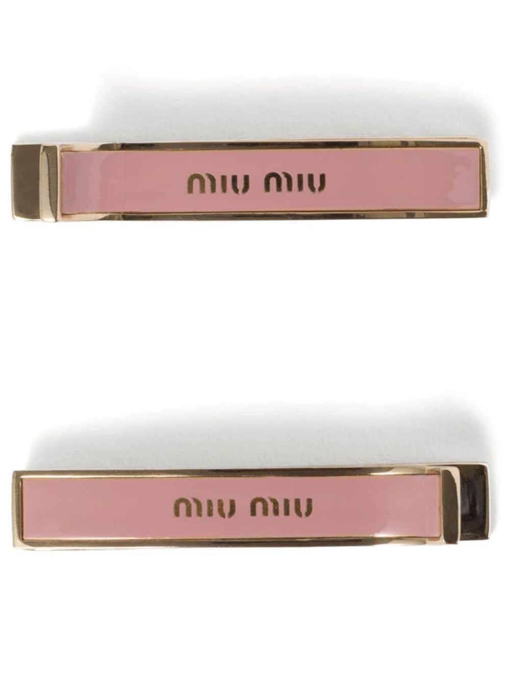 Miu Miu Haarspange mit Logo (2er-Set) - Rosa von Miu Miu