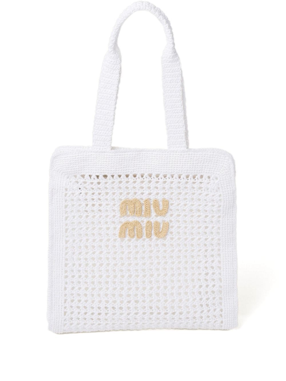 Miu Miu Häkeltasche mit Logo-Applikation - Weiß von Miu Miu