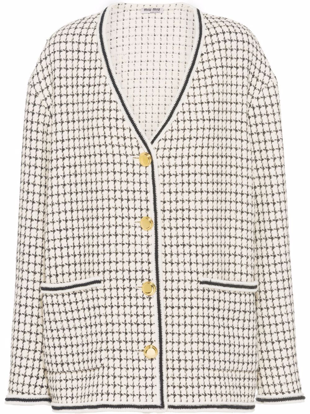 Miu Miu Karierter Tweed-Cardigan - Weiß von Miu Miu