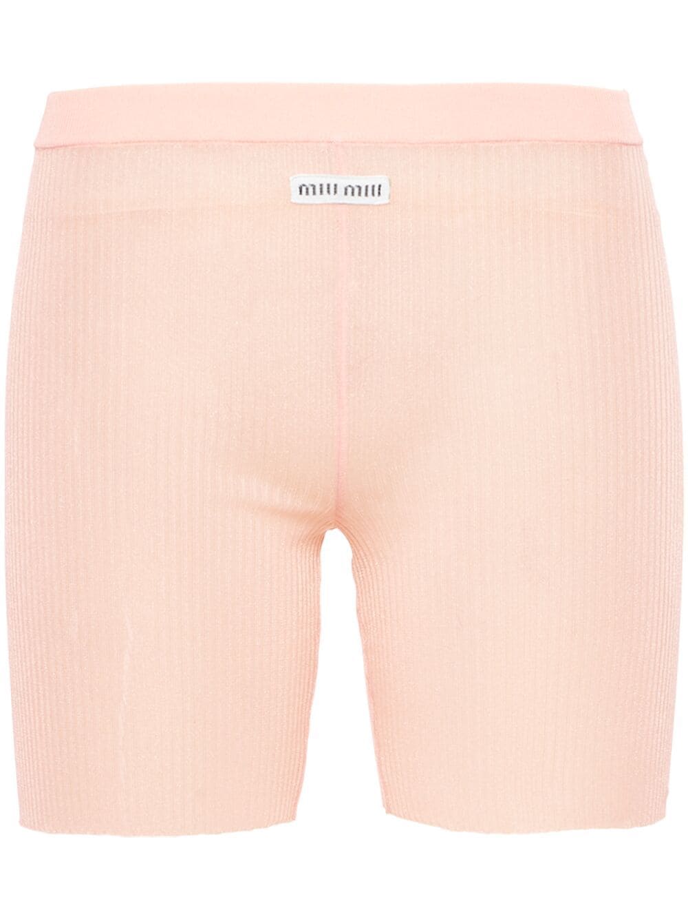 Miu Miu Shorts mit Logo-Patch - Rosa von Miu Miu